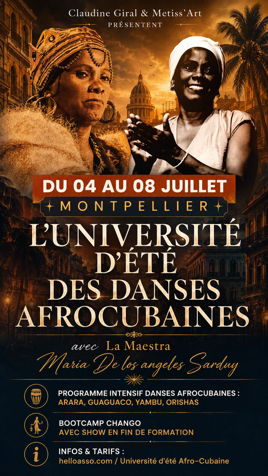 Université d'été des danses afrocubaines — du 4 au 8 juillet, Montpellier, avec La Maestra Maria de los Ángeles Sarduy